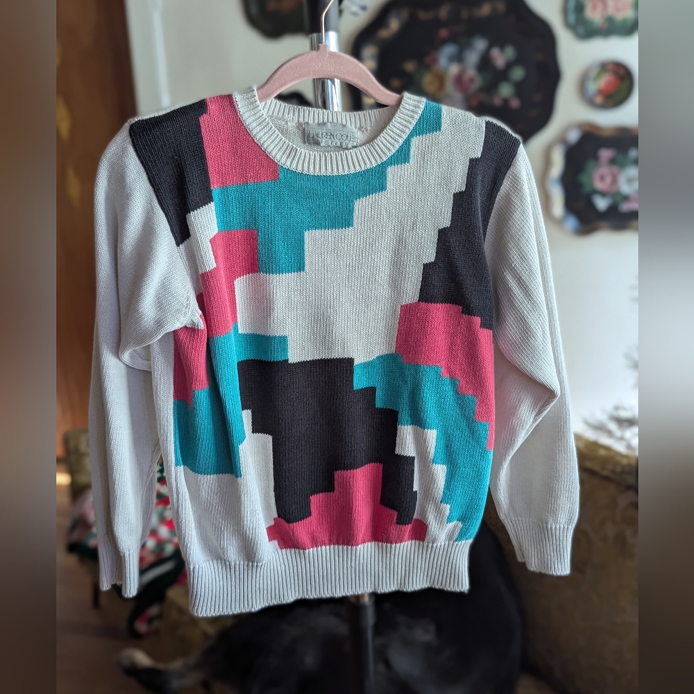 Vintage Lauren Cole Petites Color Block Sweater 80s\90s style sweater Size Small